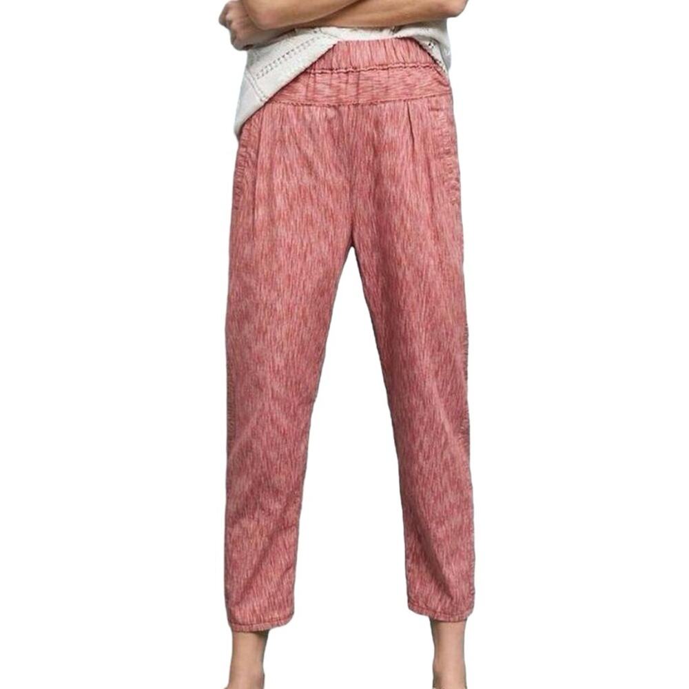 Relaxed High-Waist Red & White Harem Pants
